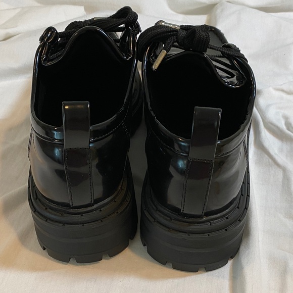 Primark Rita Ora Glossy Black Platform Shoes Ties - Picture 8 of 8